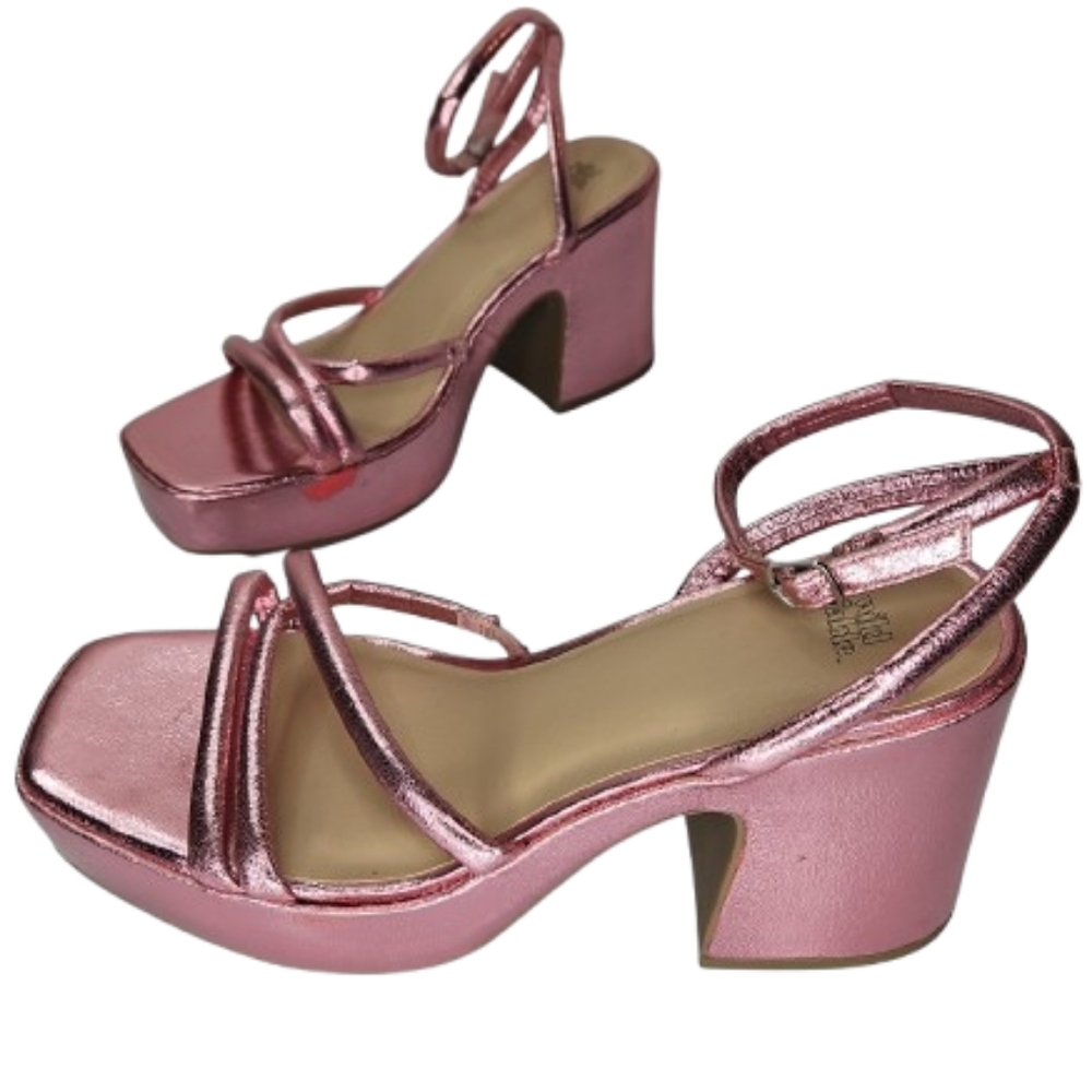 Astro Strappy Women Punk Platform Heeled First Class Lady Heels Metallic Pink